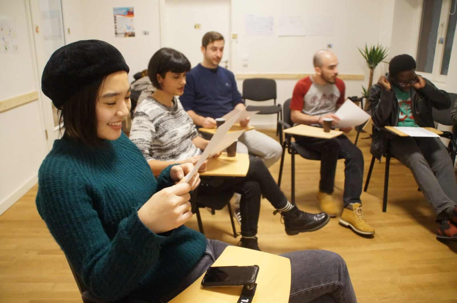 Students learning German in an evening German course Berlin